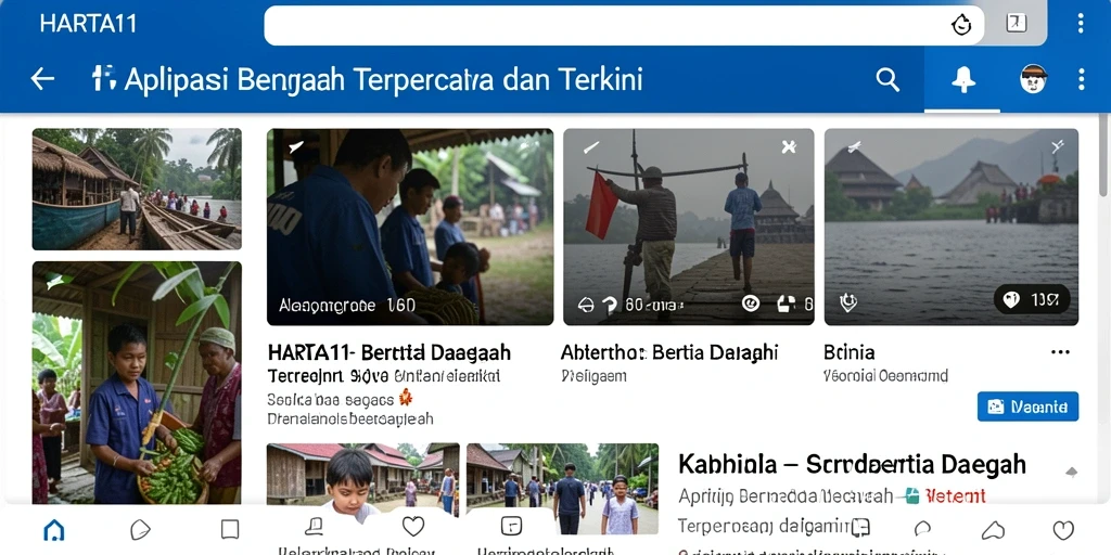 Antarmuka HARTA11 yang bersih dan mudah dinavigasi untuk berita daerah.