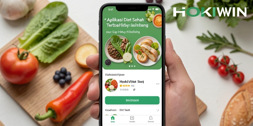 Antarmuka HOKIWIN yang intuitif dan informatif untuk diet sehat.
