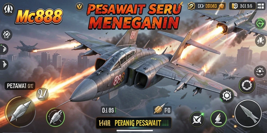 Tampilan antarmuka pertempuran udara yang menegangkan dalam MC888.